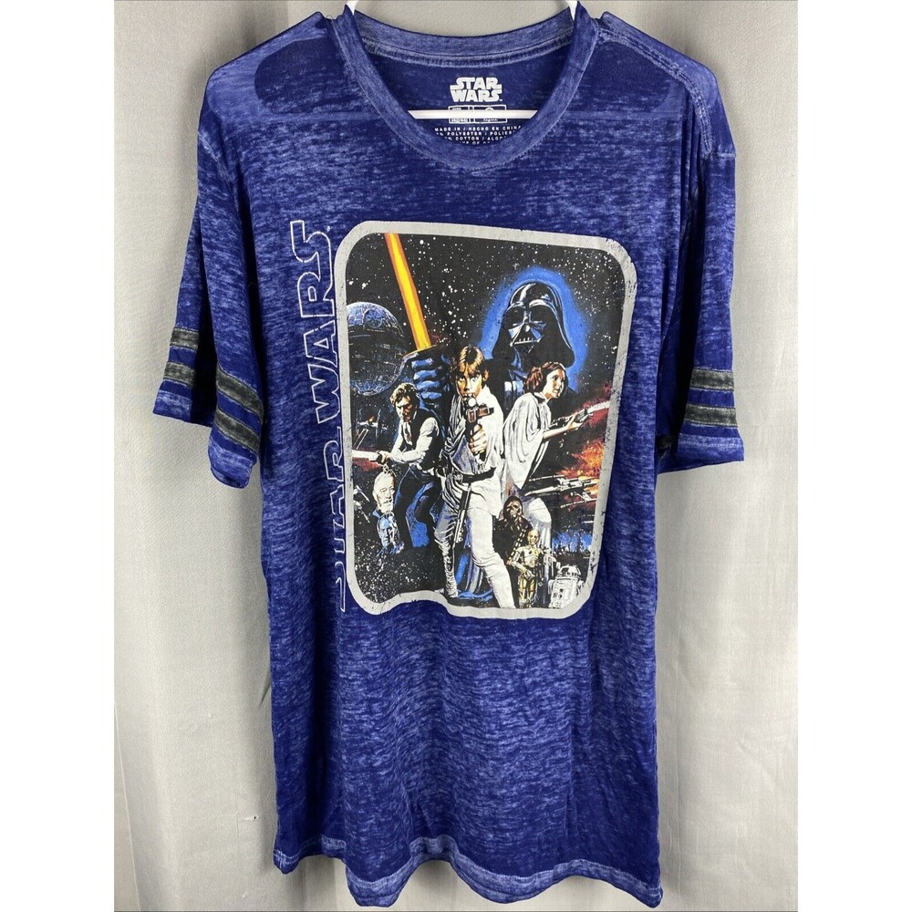 Star Wars Mens Sz L Thin Heather Blue Short Sleeve Graphic T-Shirt